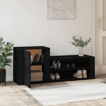 Schuhschrank Schwarz 130x35x54 cm Holzwerkstoff