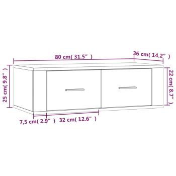 ARDEBO.de - TV-Wandschrank Weiß 80x36x25 cm Holzwerkstoff