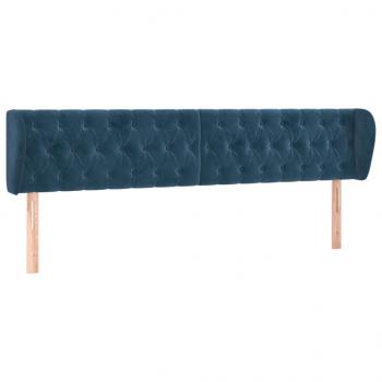 Kopfteil mit Ohren Dunkelblau 203x23x78/88 cm Samt