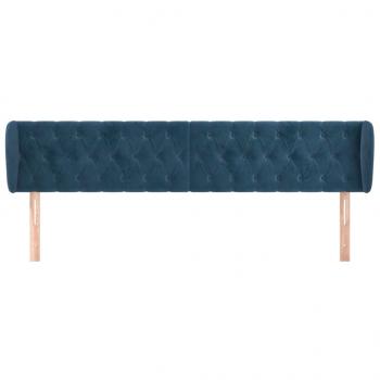 Kopfteil mit Ohren Dunkelblau 203x23x78/88 cm Samt