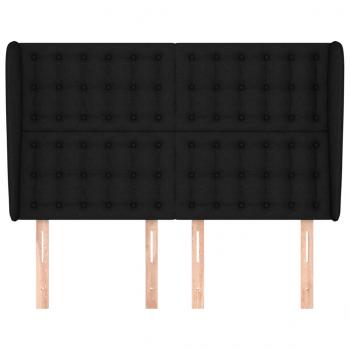 Kopfteil mit Ohren Schwarz 147x23x118/128 cm Stoff