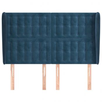 Kopfteil mit Ohren Dunkelblau 147x23x118/128 cm Samt