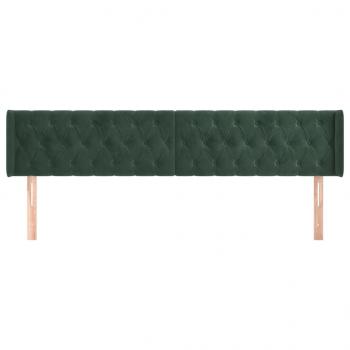 Kopfteil mit Ohren Dunkelgrün 203x16x78/88 cm Samt