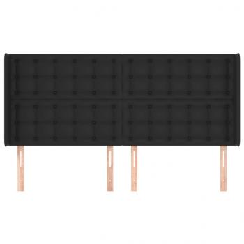 Kopfteil mit Ohren Schwarz 163x16x118/128 cm Kunstleder