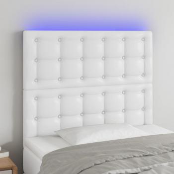 ARDEBO.de - LED Kopfteil Weiß 80x5x118/128 cm Kunstleder