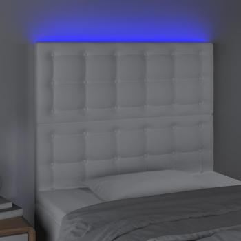 LED Kopfteil Weiß 80x5x118/128 cm Kunstleder