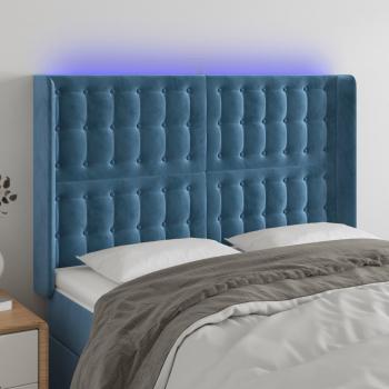 ARDEBO.de - LED Kopfteil Dunkelblau 147x16x118/128 cm Samt