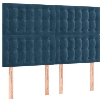 Boxspringbett mit Matratze Dunkelblau 140x200 cm Samt