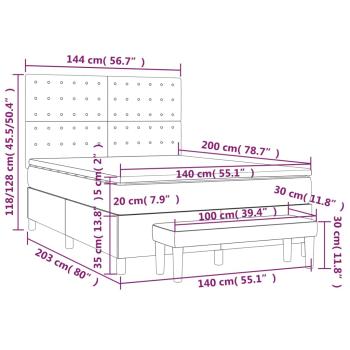Boxspringbett mit Matratze Dunkelblau 140x200 cm Samt
