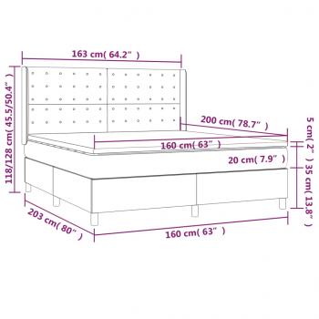 Boxspringbett mit Matratze & LED Dunkelblau 160x200 cm Samt