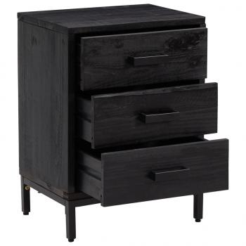 Nachttische 2 Stk. Schwarz 40x30x55 cm Massivholz Kiefer