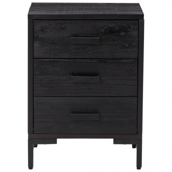 Nachttische 2 Stk. Schwarz 40x30x55 cm Massivholz Kiefer
