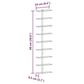 Wand-Weinregal für 9 Flaschen 2 Stk. Weiß Eisen