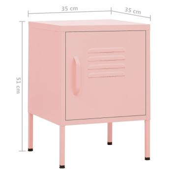 Nachttische 2 Stk. Rosa 35x35x51 cm Stahl