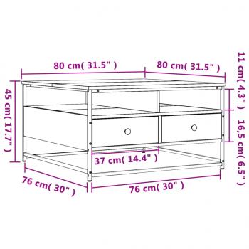 Couchtisch Sonoma-Eiche 80x80x45 cm Holzwerkstoff