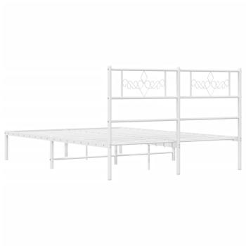Bettgestell mit Kopfteil Metall Weiß 140x190 cm
