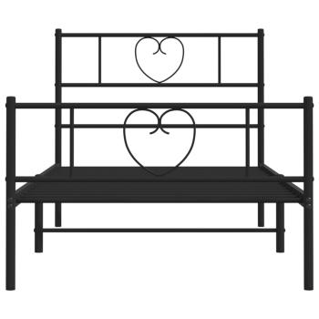 Bettgestell mit Kopf- und Fußteil Metall Schwarz 80x200 cm