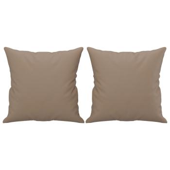 3-tlg. Sofagarnitur mit Kissen Cappuccino-Braun Kunstleder