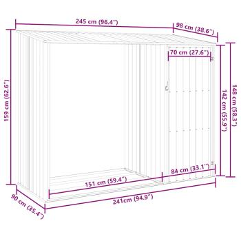 Garten Brennholzlager Anthrazit 245x98x159 cm Verzinkter Stahl