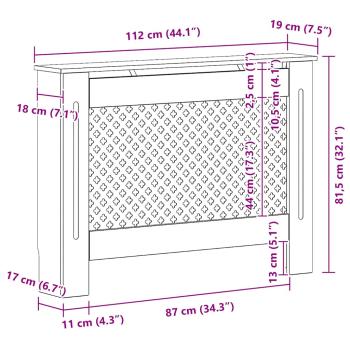 Heizkörperabdeckung Weiß 112×19×81,5 cm MDF