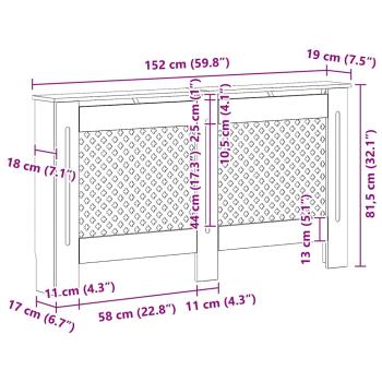 Heizkörperabdeckung Weiß 152x19x81,5 cm MDF