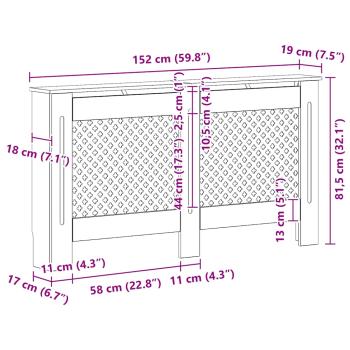 Heizkörperverkleidungen 2 Stk. Weiß 152 x 19 x 81,5 cm MDF