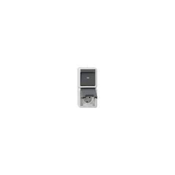 ARDEBO.de Gira 417630 Kombination Wippschalter/SCHUKO-Steckdose 16 A 250 V~ senkrecht mit Klappdeckel Universal-Aus-Wechselschalter, Grau