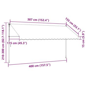 Einziehbare Markise Handbetrieben 400 cm Cremeweiß