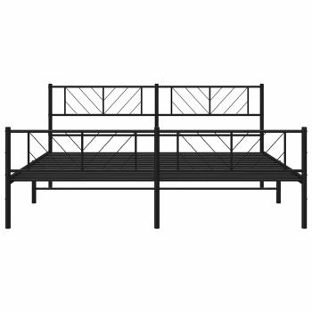 Bettgestell mit Kopf- und Fußteil Metall Schwarz 183x213 cm