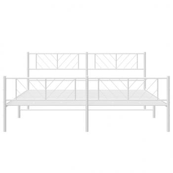 Bettgestell mit Kopf- und Fußteil Metall Weiß 183x213 cm