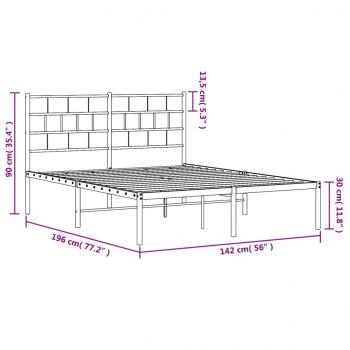 Bettgestell mit Kopfteil Metall Schwarz 135x190 cm