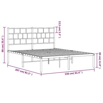 Bettgestell mit Kopfteil Metall Schwarz 150x200 cm