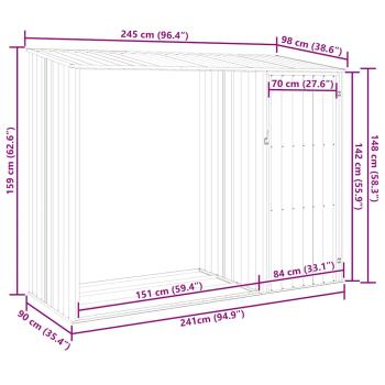 Garten Brennholzlager Grau 245x98x159 cm Verzinkter Stahl