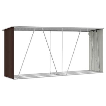 Brennholzlager Verzinkter Stahl 330x84x152 cm Braun