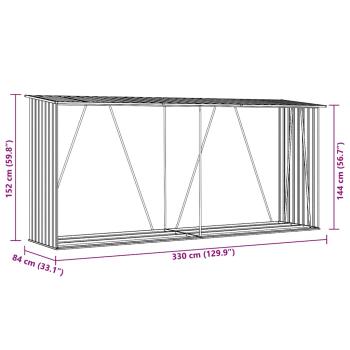 Brennholzlager Verzinkter Stahl 330x84x152 cm Braun