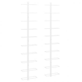 Wand-Weinregale für 10 Flaschen 2 Stk. Weiß Metall