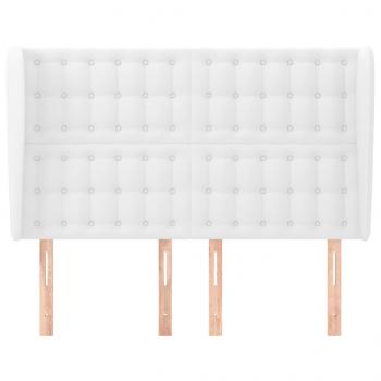 Kopfteil mit Ohren Weiß 147x23x118/128 cm Kunstleder
