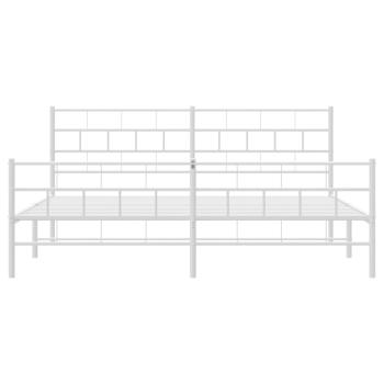 Bettgestell mit Kopf- und Fußteil Metall Weiß 200x200 cm