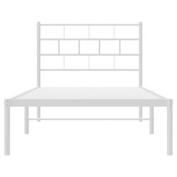 Bettgestell mit Kopfteil Metall Weiß 75x190 cm