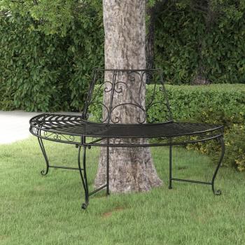 ARDEBO.de - Baumbank Halbrund Ø160 cm Schwarz Stahl