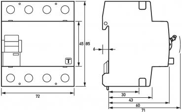 Doepke DFS 4 040-4/0,30-A Fehlerstromschutzschalter, 40/0,3A, 4-Polig, Typ A (09136901)