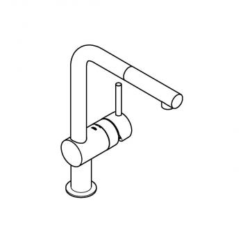 GROHE Minta Einhand-Spültischbatterie, DN15, Hochdruck, L-Auslauf, schwenkbarer Rohrauslauf, chrom (32168000)