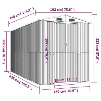 Geräteschuppen Grün 192x440x223 cm Verzinkter Stahl