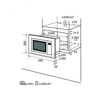Exquisit EMW1770-G-D-030 Einbau Mikrowelle, 59,5 cm breit, 17L, Grill, Timer, Schwarz Glas