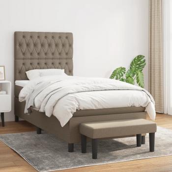 ARDEBO.de - Boxspringbett mit Matratze Taupe 90x190 cm Stoff