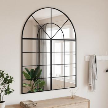 ARDEBO.de - Wandspiegel Schwarz 100x130 cm Gewölbt Eisen