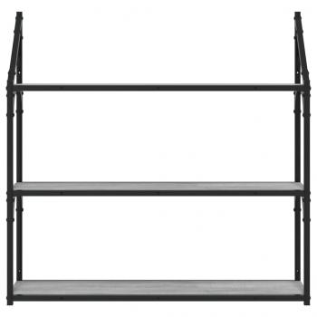Wandregal 3 Fächer Grau Sonoma 80x21x78,5 cm Holzwerkstoff
