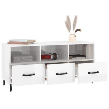 ARDEBO.de - TV-Schrank Hochglanz-Weiß 102x35x50 cm Holzwerkstoff