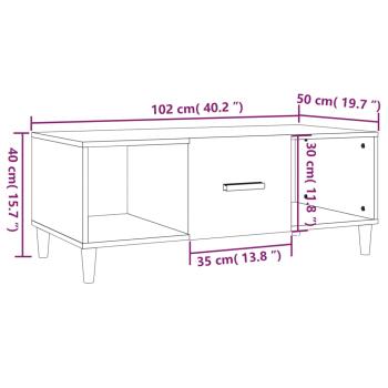 ARDEBO.de - Couchtisch Hochglanz-Weiß 102x50x40 cm Holzwerkstoff