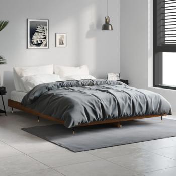 Bettgestell Braun Eichen-Optik 135x190 cm Holzwerkstoff